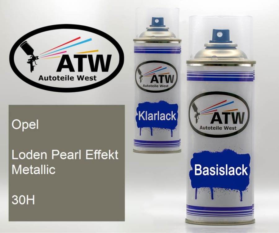 Opel, Loden Pearl Effekt Metallic, 30H: 400ml Sprühdose + 400ml Klarlack - Set, von ATW Autoteile West.